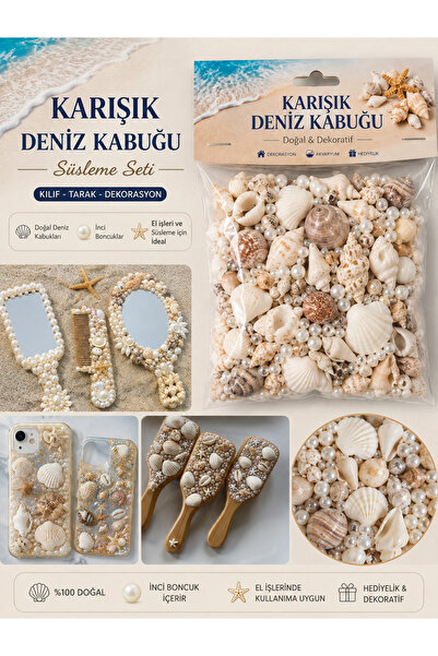 MİRAY FLOWERS HEDİYELİK 100 Gr süsleme aksesuarı karışık gerçek deniz kabuğu ...