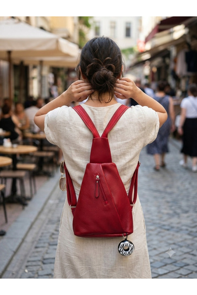 valentina victoria Valvi̇c Genuine Leather Transformer Backpack and Banan Bag.