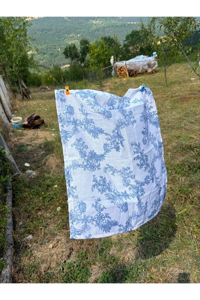 ToffyStore Blue Patterned Muslin Kitchen Towel