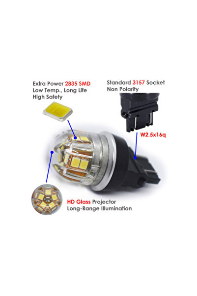 OEM Set Becuri LED Auto, Soclu P27/7W, 15 SMD 2835, CANBUS, 320 Lumeni, 7W, 1...