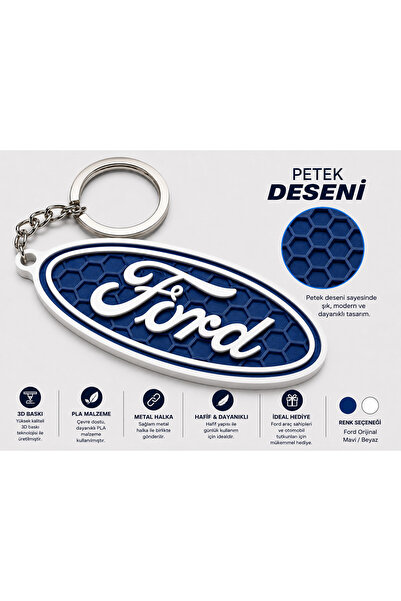 Genel Markalar Ford Mavi Petek Desenli Anahtarlık