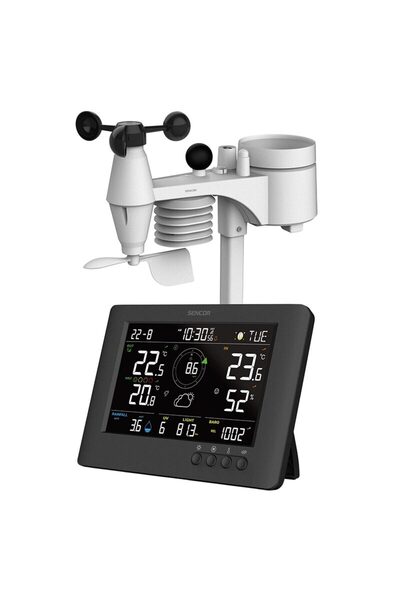 Sencor Statie meteorologica profesionala, Wi-Fi, Ecran TFT, Senzor 8-in-1, Vi...