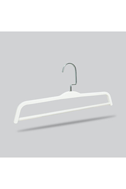 NYN Wooden (Silver Hook Lama) 8176 Barred Trouser Hanger White Color 12