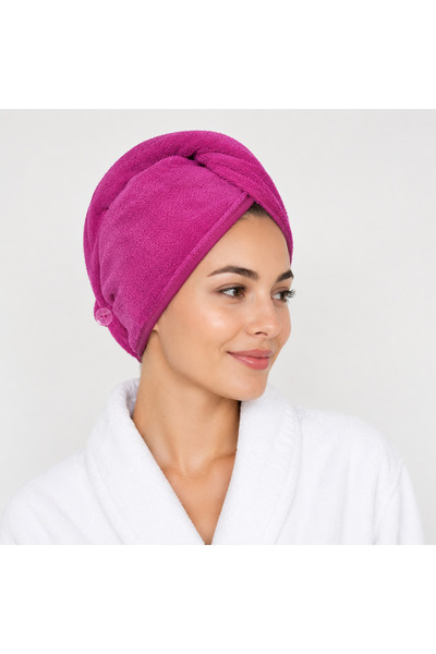 Fronte Home 100% Cotton High Absorbent Practical Hair Towel, Bonesi Fuchsia