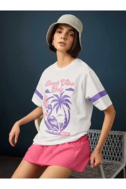 Difference of Opinion By Styli White Short Sleeve Printed Oversized T-Shirt