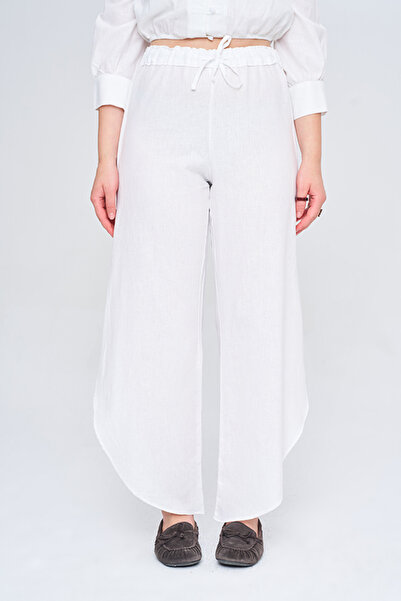 Orfeo Negro Women's Comfortable Cut Solid Color Trousers with Side Slits