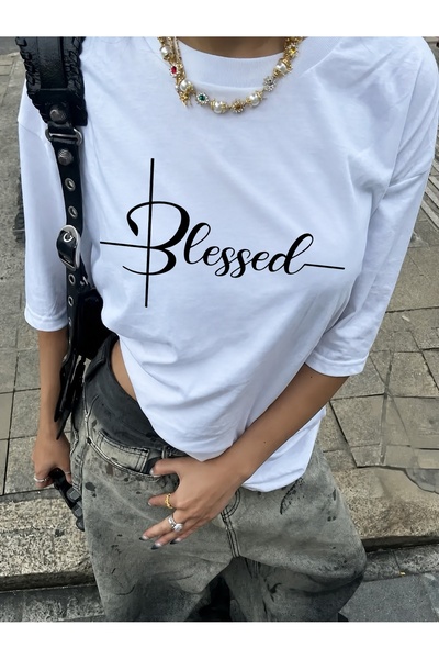 Generic Brand Blessed with Crossed Lines Design,short sleeve,back to school,1...