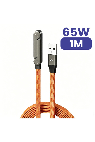 Choice1 1M A-C Orange 65W 2 in 1 USB To Type C Cable Type C Fast Charging Des...