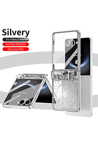 Choice Galaxy Z Flip7 Silvery Electroplate Mechanical Style Phone Case with S...