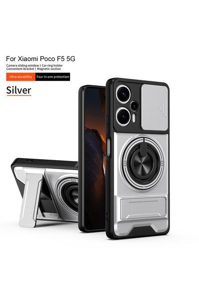Choice1 حافظة وحامل لهاتف Poco F5 من SJZJ، غطاء فضي مقاوم للصدمات لهاتف شاومي...