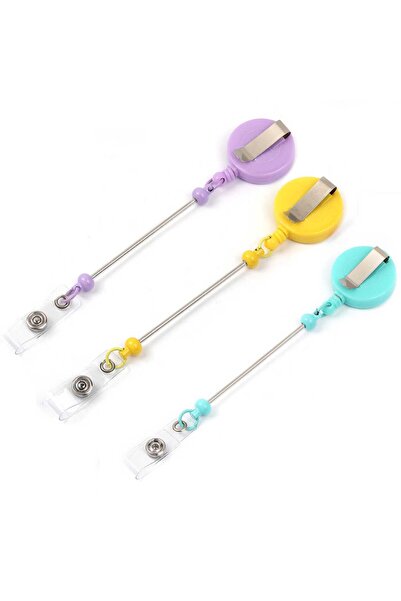 Choice7 Mix C 1-3 Pcs Beadable Badge Reels with Bar Retractable Beaded Holder...