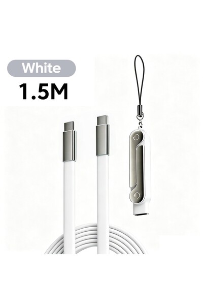 Choice White 2-IN-1 Type-C Cable Foldable Mobile Phone Holder 240W Fast Charg...