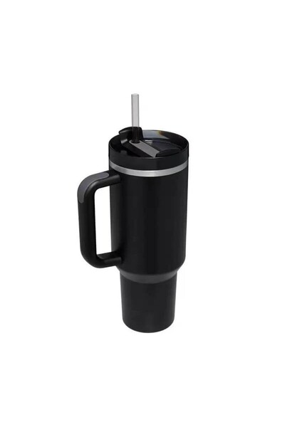 Generic Cană termo/cană de călătorie cu perete dublu din oțel inoxidabil cu v...