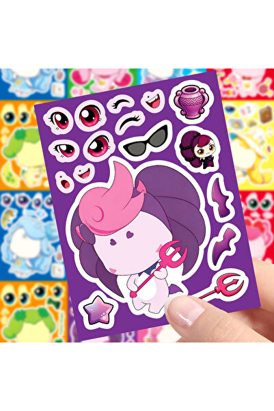 Choice1 8Pcs 8/16PCS Anime Cartoon Make a Face Stickers DIY Handicrafts Water...