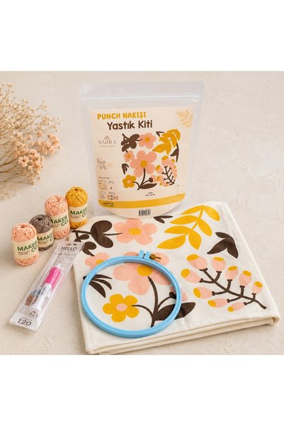 TUVA Kit de broderie Punch - Kit pentru pernă decorativă - Flori