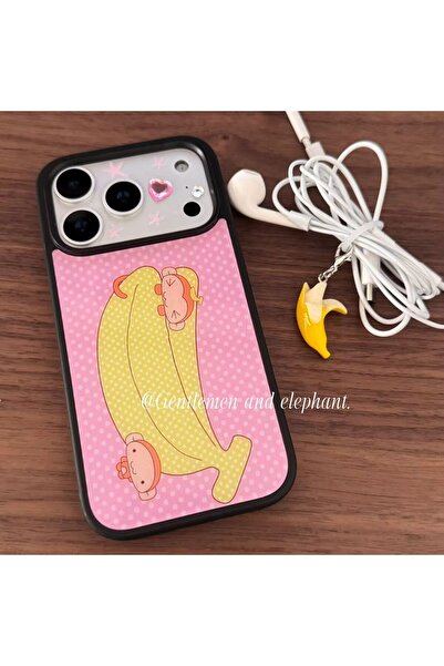Choice iPhone17 only Case A Korean ins Polka Dots Banana Baby Monkey Kawai Ph...