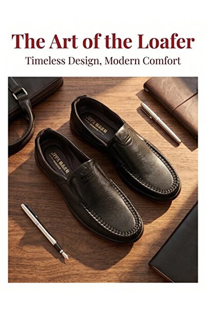 Generic Brand Men 100% Top-Grain Leather Slip-On Loafers, Ergonomic Arch Supp...