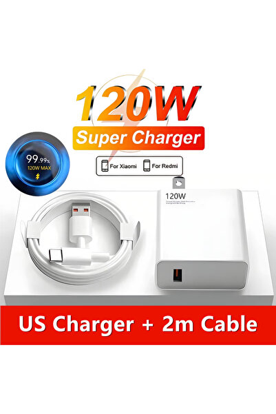 Choice US Plug - 2m Cable US 120W Ultra Fast Charger For 13 14 15 17 Pro Redm...