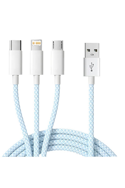 Choice Blue 3 in 1 USB Type C Cable Fast Charge Phone Charger Data Cord For i...