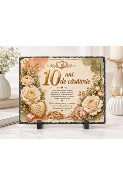hiperborea Placă ardezie - 10 Ani de Căsătorie - Cadou Elegant pentru Anivers...