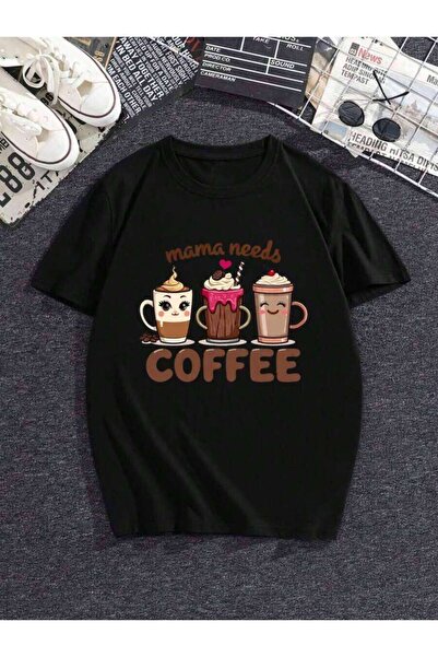 29CUN Men's Vintage Coffee T-Shirt, "Mom Needs Coffee" Funny Text, Cartoon Cu...