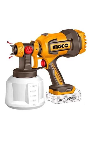 Ingco CSGLI20042 20V Cordless Spray Gun, Portable Paint Sprayer for Walls, Fu...