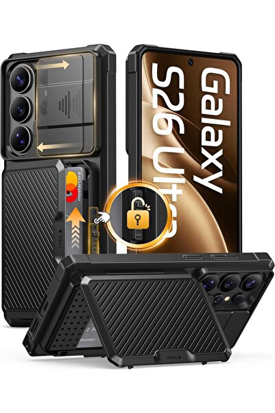 GolbinBox for Samsung Galaxy S26 Ultra Case with Wallet & Lock, Ink Black Car...