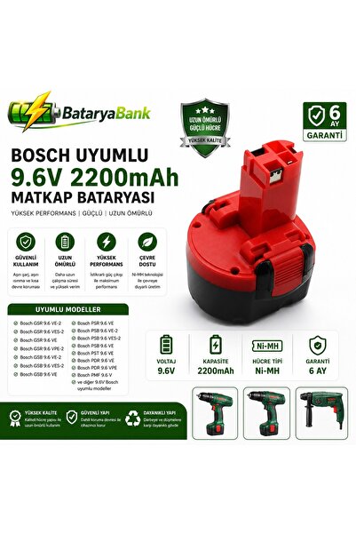 BataryaBank Bosch 9.6v 2200mAH Ni-MH Batarya