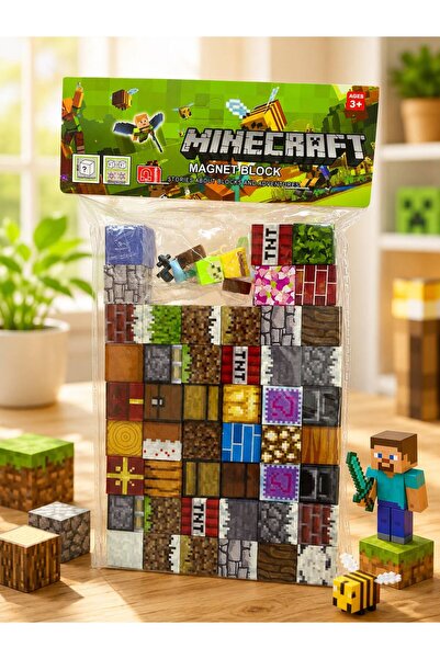 afreyz oyuncak Manyetik Yapı Blokları Minecraft Mıknatıslı 49 Parça Blok Parç...