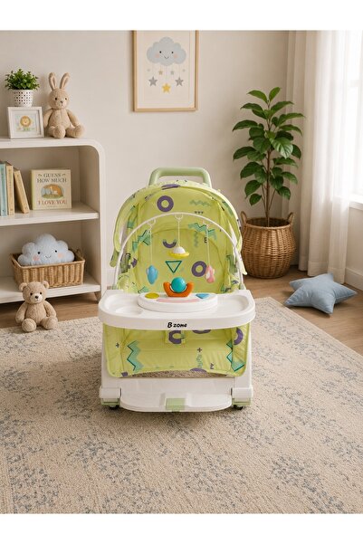 N.zone Multifunctional Baby Rocking Chair and Walker with Wheels, Canopy, Int...