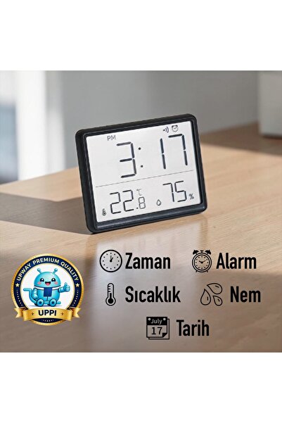 UpWay Dijital Sıcaklık ve Nem Göstergeli Saat – Mıknatıslı Kompakt Mini Model