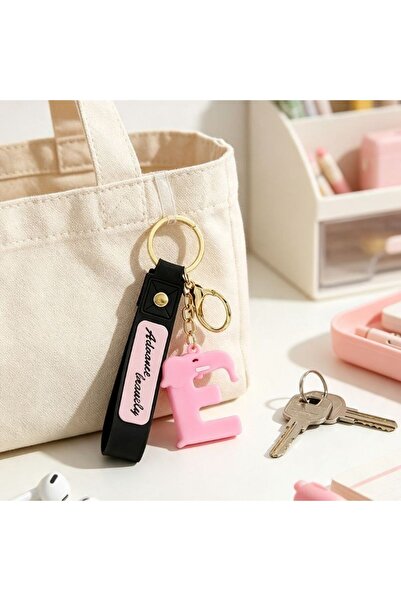 idei 3D Keychain with elephant style letter pendant, decorative textured Belt...