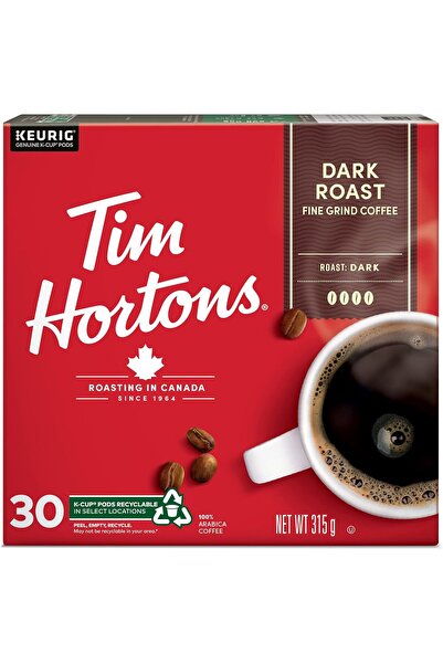Tim Hortons قهوة داكنة التحميص، كبسولات كيوريج K-Cup للاستخدام الفردي، 30 كبسولة