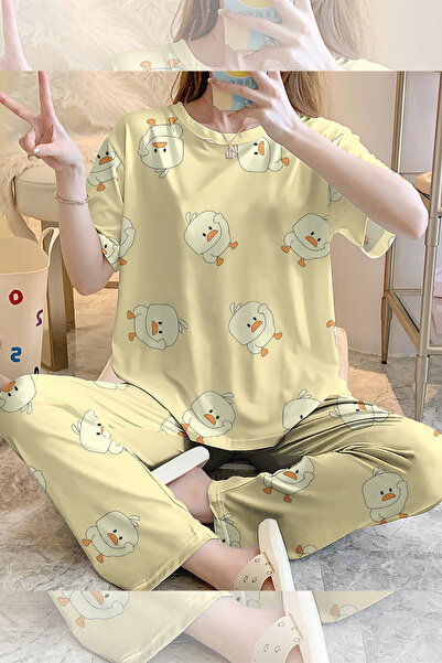 kuzey homewear Σετ πιτζάμες με κοντά μανίκια Chick Supersoft Basic Single Jersey