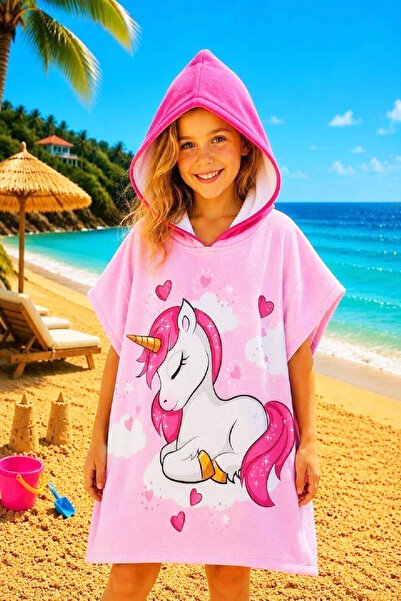 MODANINO Girl's Poncho Towel 2-8 Years (Beach+Pool+Bathroom) 12755N