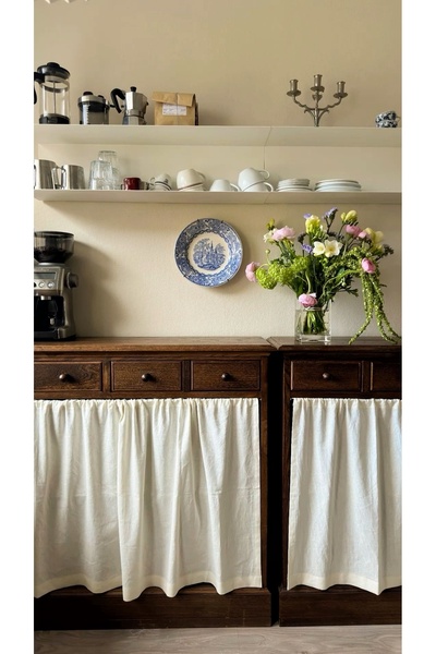 ToffyStore Linen Ecru Curtain (150X70Cm)