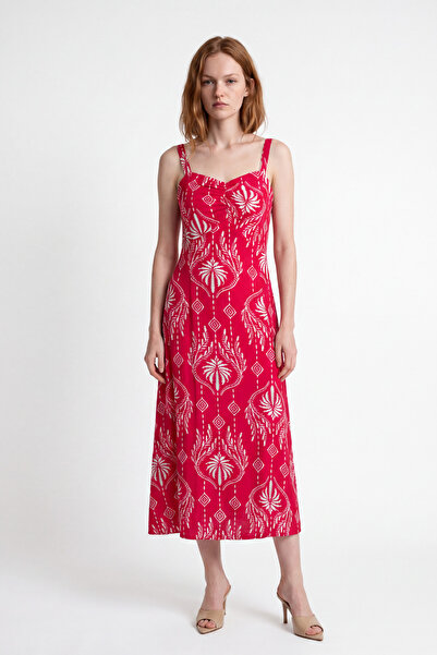 HAKKE Floral strap midi woven dress