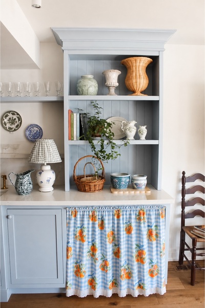 ToffyStore Blue Pöti̇kare Floral Curtain (150X70Cm)