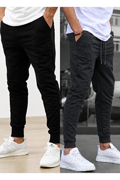 TORUK MAKTO Set de 2 pantaloni de trening unisex cu tiv cu nervuri Jogger, cu...