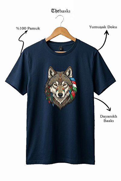 The Baski Wolf Figured Turkey Flag Gray Wolf Alpha Turkish Flag Printed 100% ...