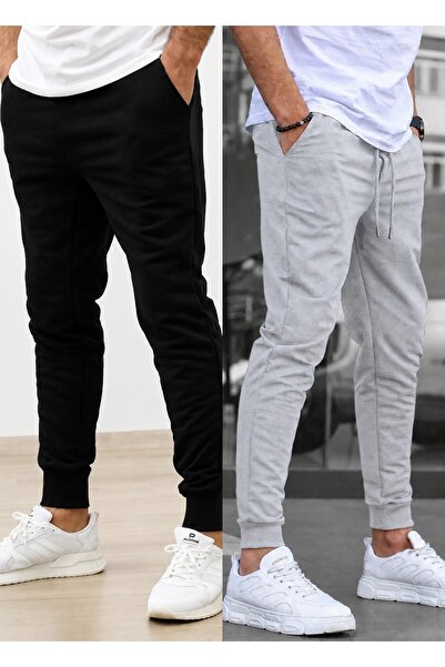 TORUK MAKTO Set of 2 Unisex Ribbed Leg Sweatpants Jogger Comfortable Fit Dail...