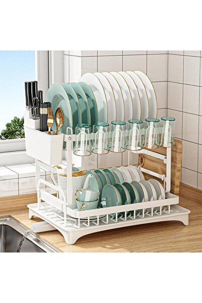 HONPOLO Dish Drying Dish Rack Drain Rack Drying Stand Wrought Iron Double-Lay...
