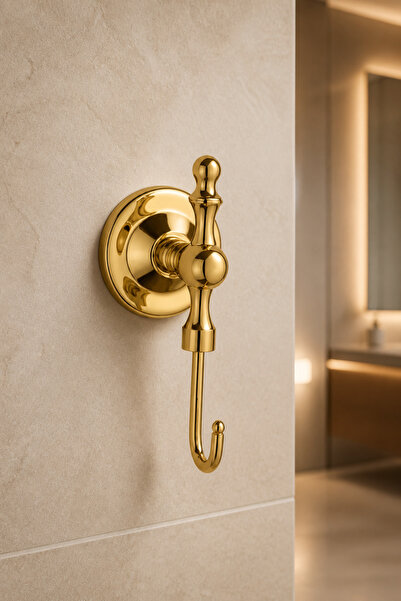 İSAOĞLU YAPI Gold Retro Banyo Havluluk Bornozluk Pirinç Materyal Altın Rustik...