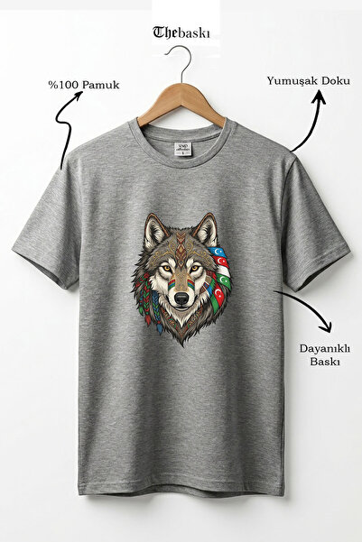The Baski Wolf Figured Turkey Flag Gray Wolf Alpha Turkish Flag Printed 100% ...