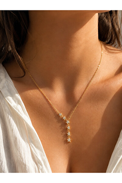 ATALYA ACCESSORY Star Figured Zircon Stone Y Necklace - Gift for Lover - Ship...