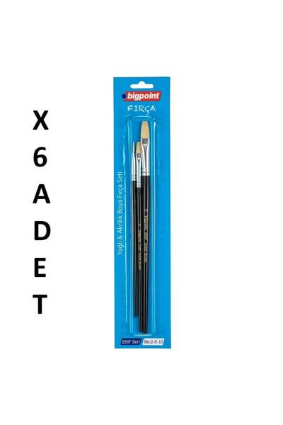 Bigpoint 358F Series Flat Cut Brush Set 2-6-10 3-Piece Blister X 6 Pieces