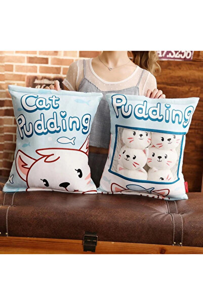 TİNEKE 8’li Peluş Kedi Yastığı Seti – Minik Yumuşak Kedi Oyuncağı ve Uyku Arkadaşı BEYAZ