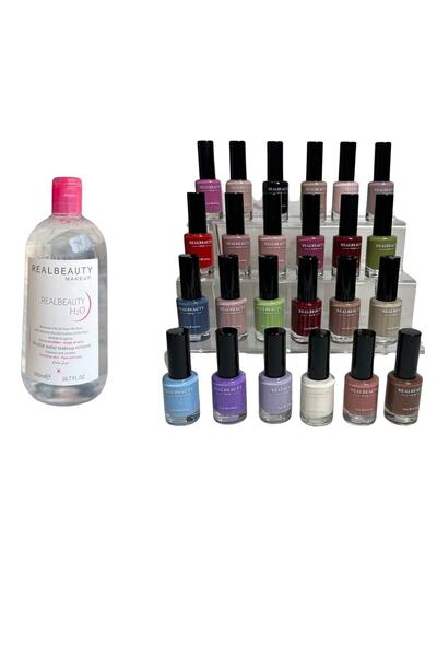 real beauty Nail Polish (Manicure) Set 24 Colors with Micellar Water Makeup R...