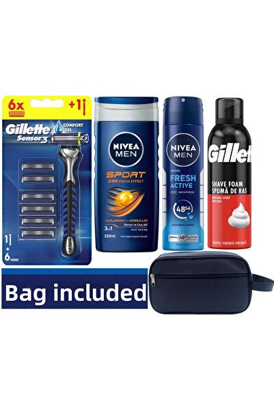 Gillette Сензор3 Самобръсначка + 6 резервни ножчета за бръснене + Душ гел + Д...