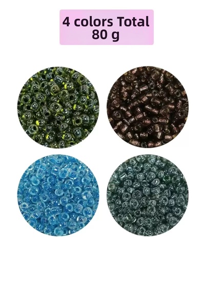 Mestore Beads of Cast Glass Sand (8/0) 3 mm - 4 Colors - Total 80 Grams - Bnc423